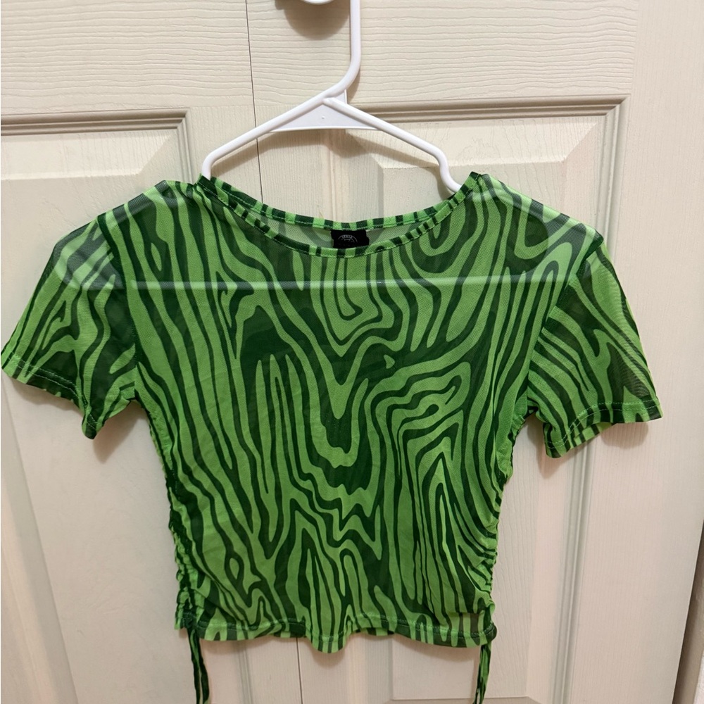 Green Zebra Print Crop Top